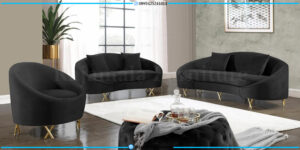 New Sofa Tamu Minimalis Terbaru Black Mamba Bludru Fabric RF-0025