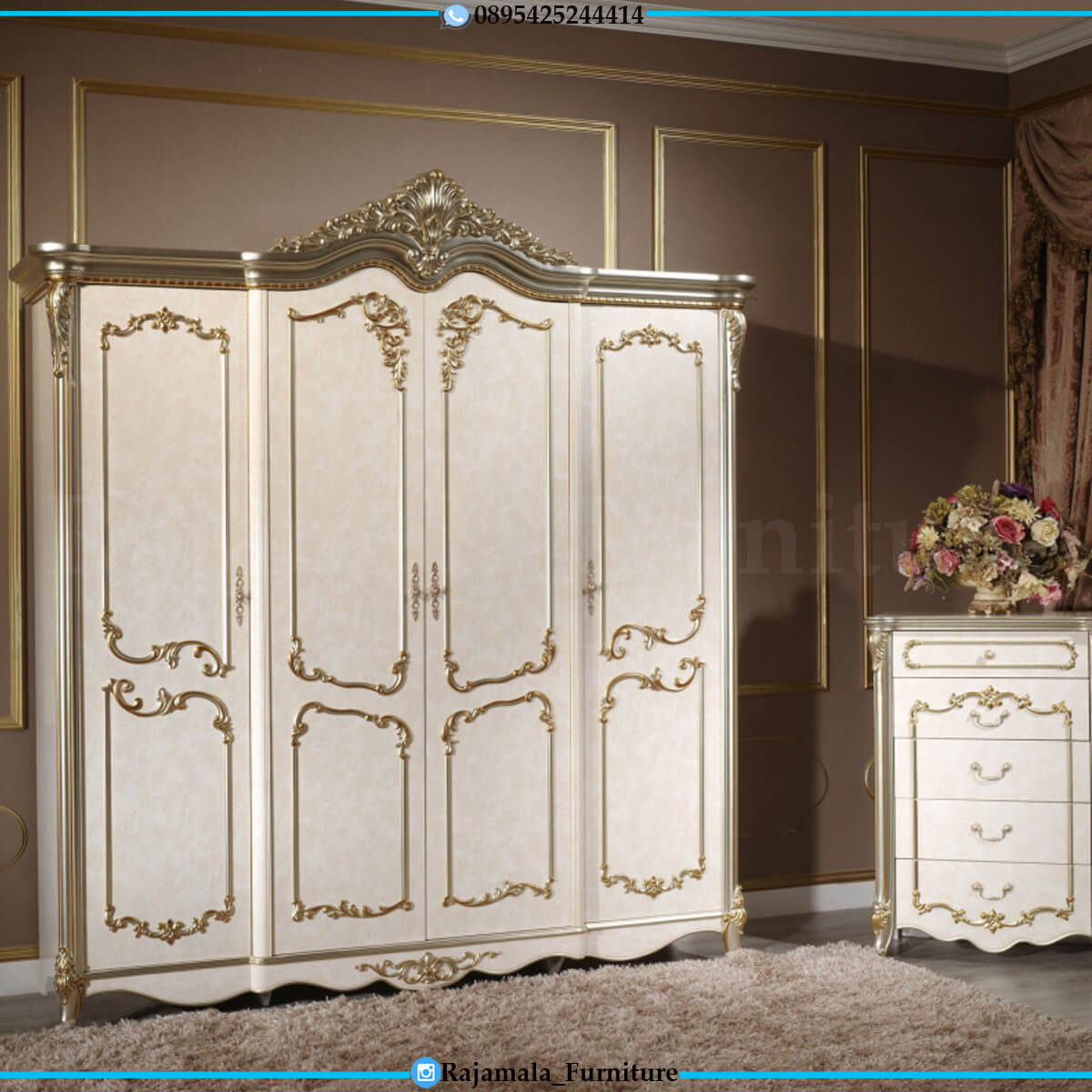 Desain Lemari Baju Mewah Terbaru Queensza Elegant Luxury Carving RM-0913